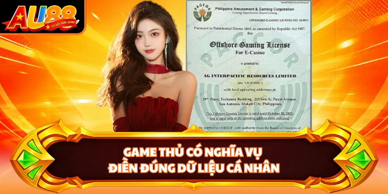 Game thủ có nghĩa vụ điền đúng dữ liệu cá nhân